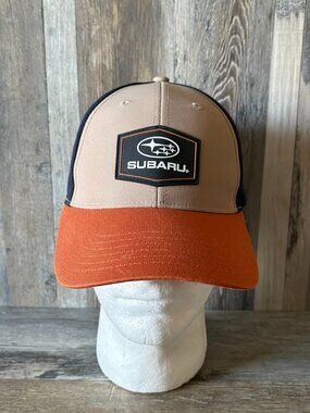 Subaru brand men's genuine color block mesh back trucker strap back cap